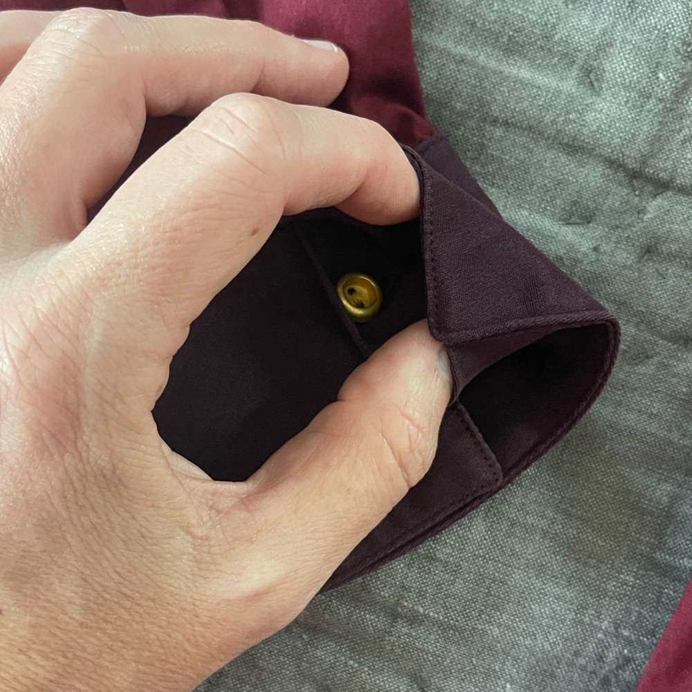 Brooks Brothers Maroon Burgundy Button Down shirt gold buttons sz 4 cotton blend - Picture 4 of 10